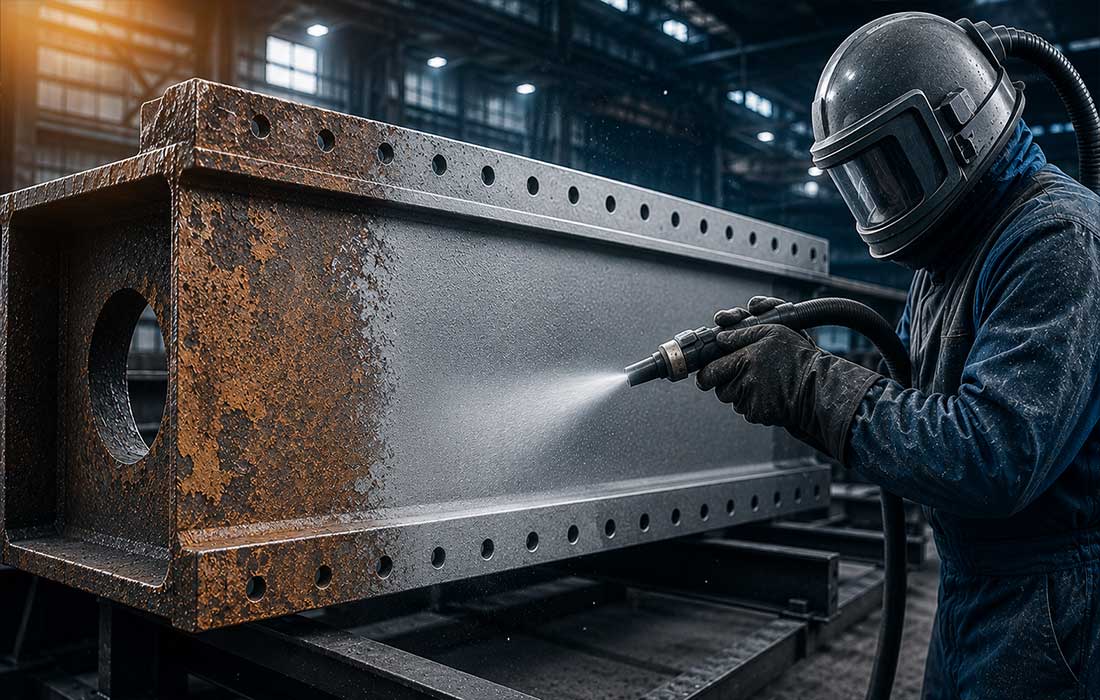 Metal yüzey kumlama uygulaması